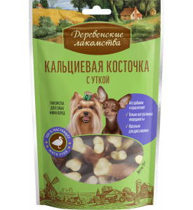 Дерев.лакомства, д/собак мини пород кальциевая косточка с уткой 55г
